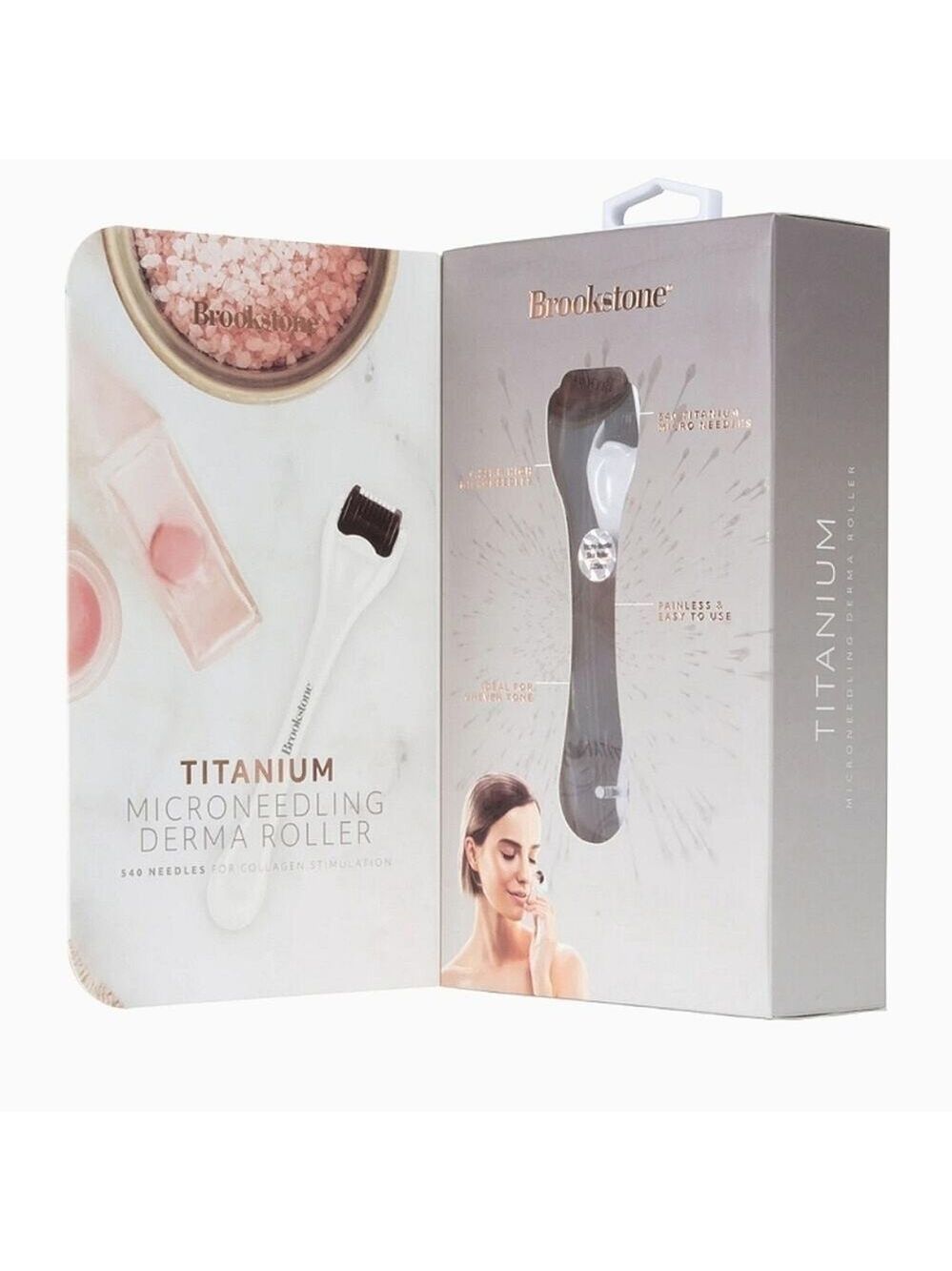 BROOKSTONE CORDLESS TITANIUM MICRO NEEDLE DERMA ROLLER NEW!